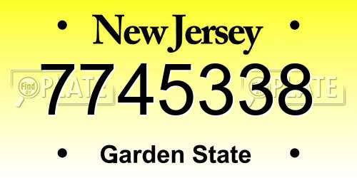 7745338 New Jersey License Plate