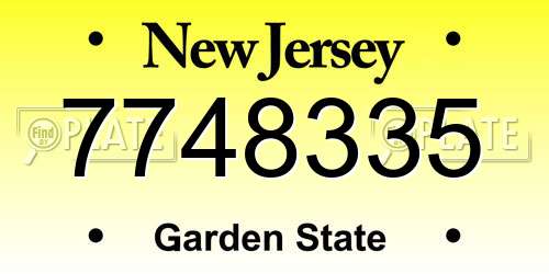 7748335 New Jersey License Plate