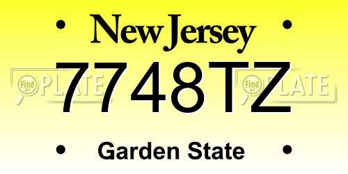 7748TZ New Jersey License Plate