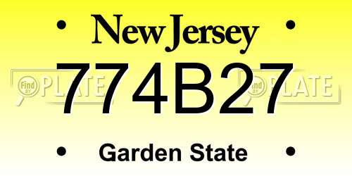 774B27 New Jersey License Plate