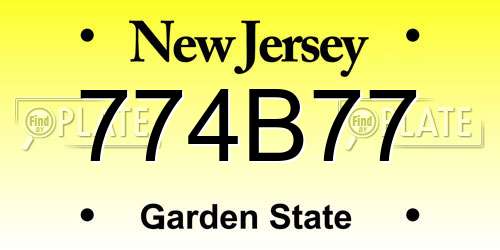 774B77 New Jersey License Plate