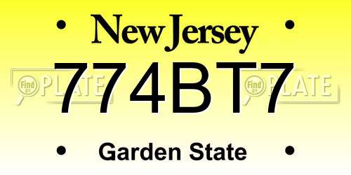 774BT7 New Jersey License Plate
