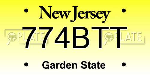 774BTT New Jersey License Plate