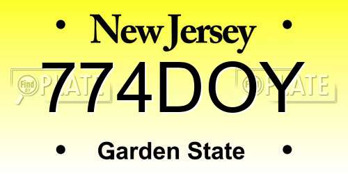 774DOY New Jersey License Plate