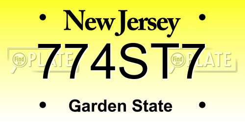 774ST7 New Jersey License Plate