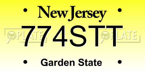774STT New Jersey License Plate