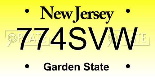 774SVW New Jersey License Plate