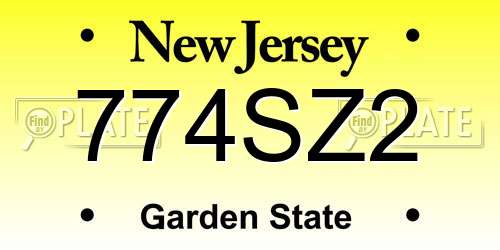 774SZ2 New Jersey License Plate