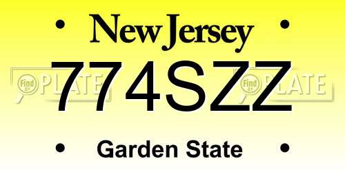 774SZZ New Jersey License Plate