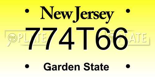 774T66 New Jersey License Plate