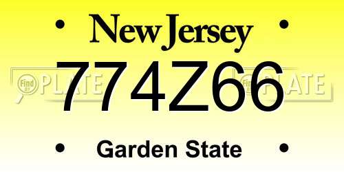 774Z66 New Jersey License Plate