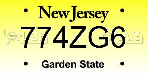 774ZG6 New Jersey License Plate