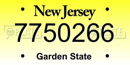 7750266 New Jersey License Plate