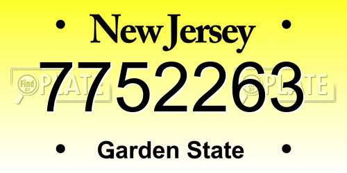 7752263 New Jersey License Plate