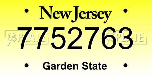 7752763 New Jersey License Plate