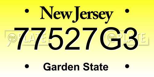 77527G3 New Jersey License Plate