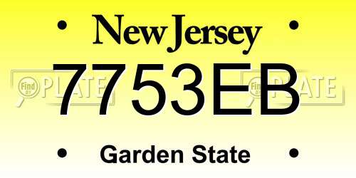 7753EB New Jersey License Plate