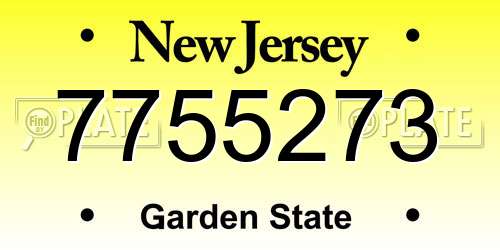 7755273 New Jersey License Plate