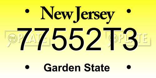 77552T3 New Jersey License Plate