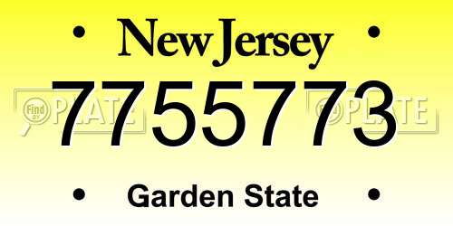 7755773 New Jersey License Plate