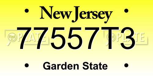 77557T3 New Jersey License Plate