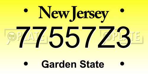77557Z3 New Jersey License Plate