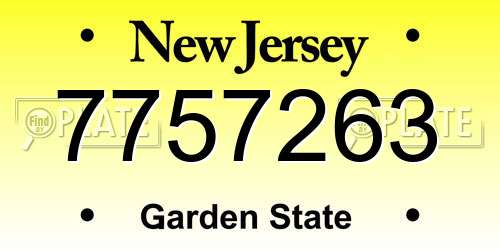 7757263 New Jersey License Plate