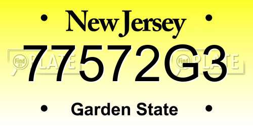 77572G3 New Jersey License Plate
