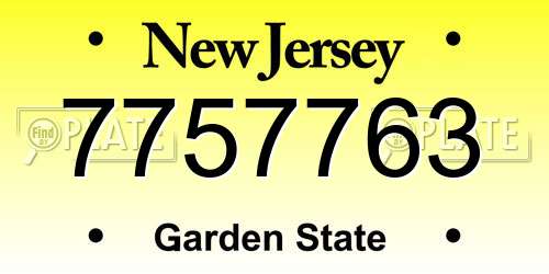 7757763 New Jersey License Plate