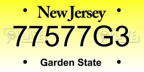 77577G3 New Jersey License Plate