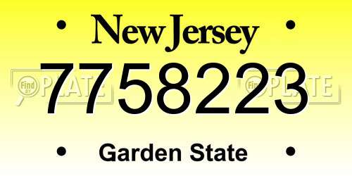 7758223 New Jersey License Plate
