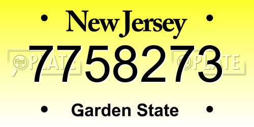 7758273 New Jersey License Plate