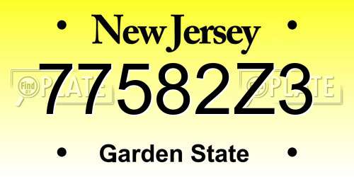 77582Z3 New Jersey License Plate