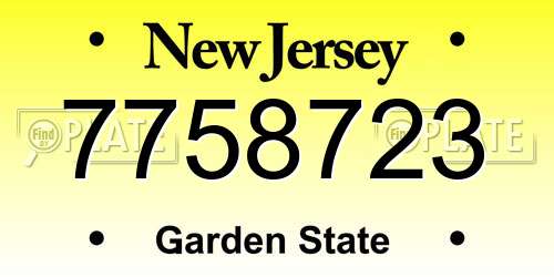 7758723 New Jersey License Plate