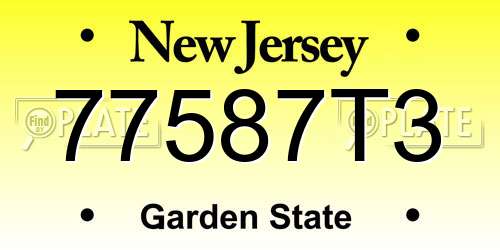 77587T3 New Jersey License Plate