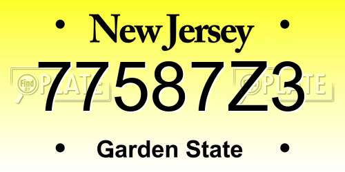 77587Z3 New Jersey License Plate