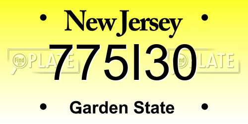 775I30 New Jersey License Plate
