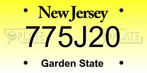 775J20 New Jersey License Plate