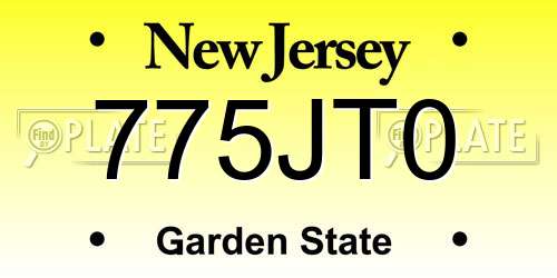775JT0 New Jersey License Plate