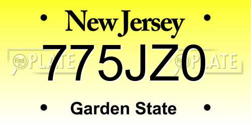775JZ0 New Jersey License Plate
