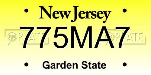 775MA7 New Jersey License Plate
