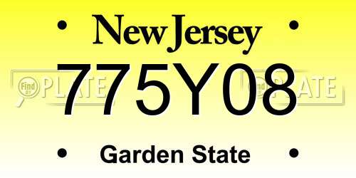 775Y08 New Jersey License Plate
