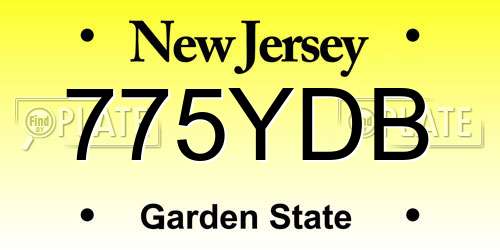 775YDB New Jersey License Plate