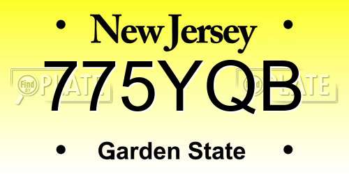 775YQB New Jersey License Plate