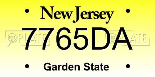 7765DA New Jersey License Plate
