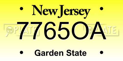 7765OA New Jersey License Plate