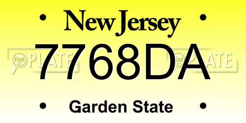 7768DA New Jersey License Plate