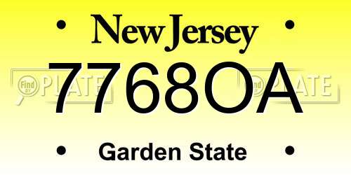 7768OA New Jersey License Plate