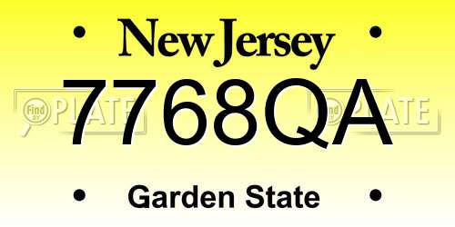7768QA New Jersey License Plate