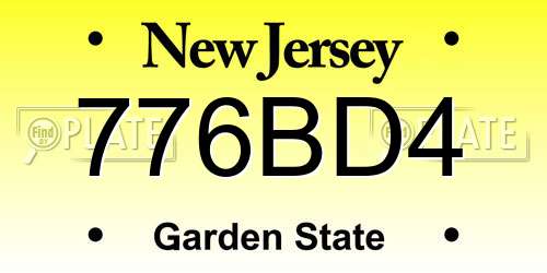 776BD4 New Jersey License Plate